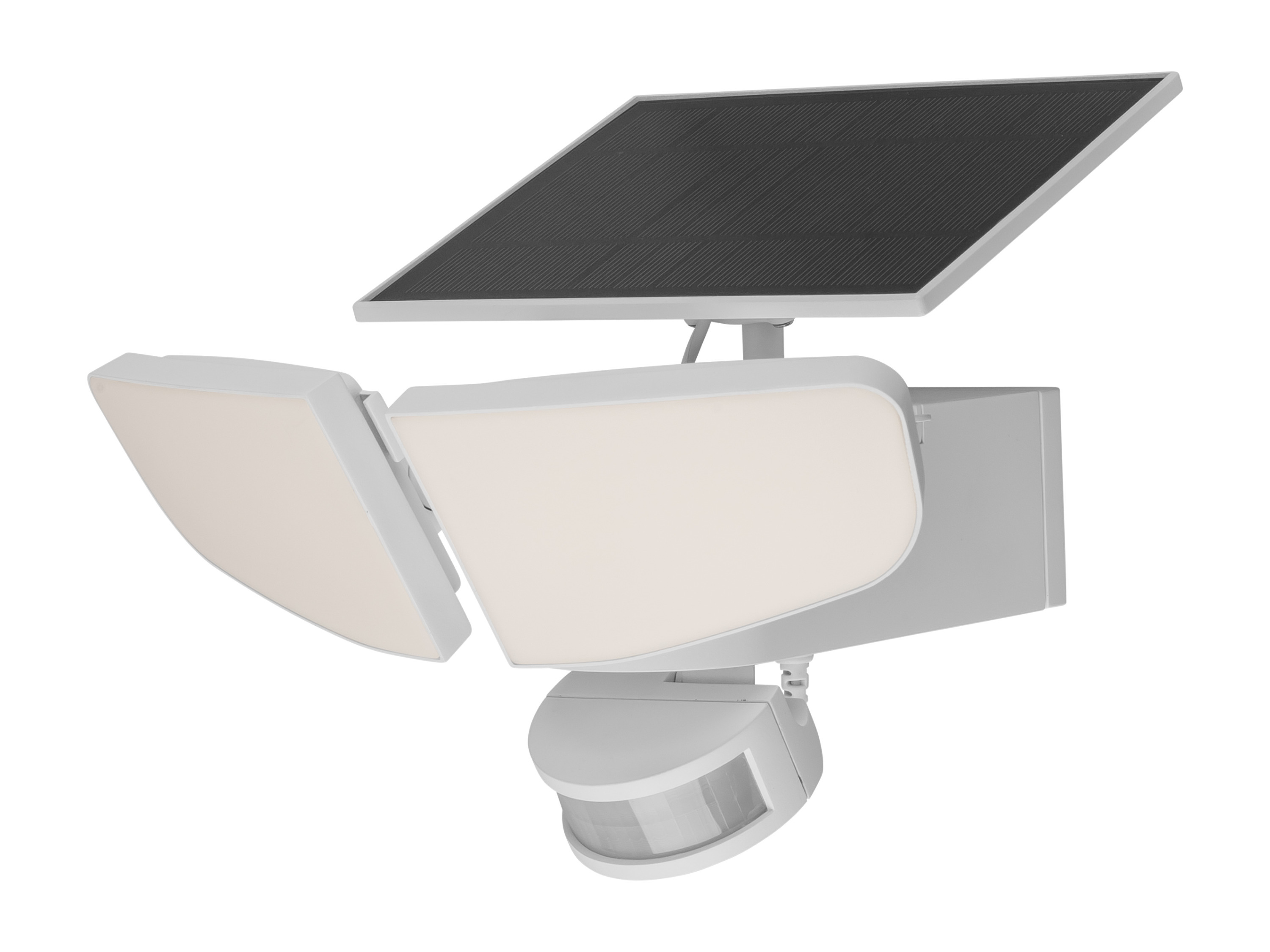 LIVARNO home Lampka solarna LED, z 2 reflektorami, z czujnikiem ruchu (Biały)