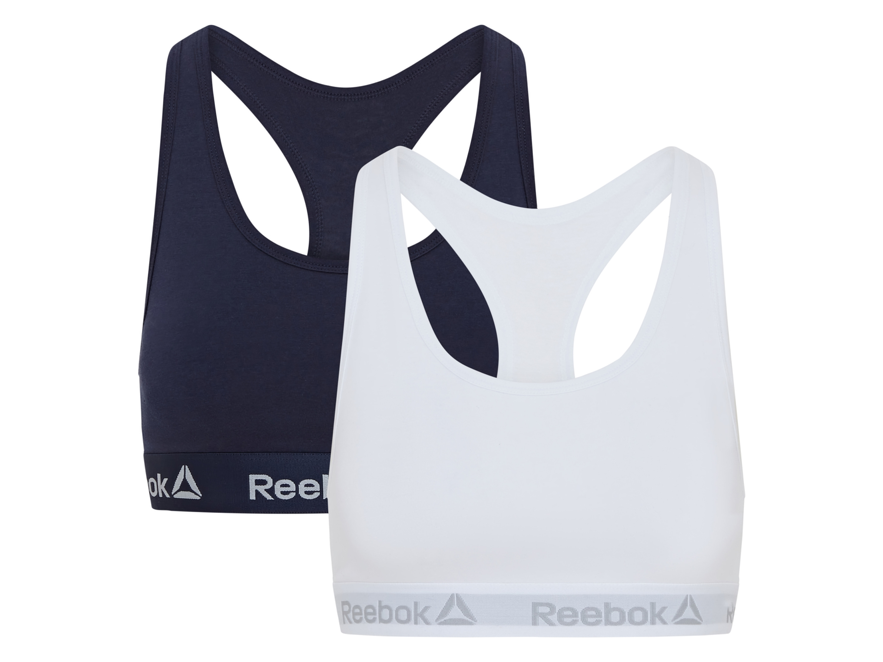 Reebok Biustonosz sportowy damski, 2 sztuki (M, Granatowy/biały)