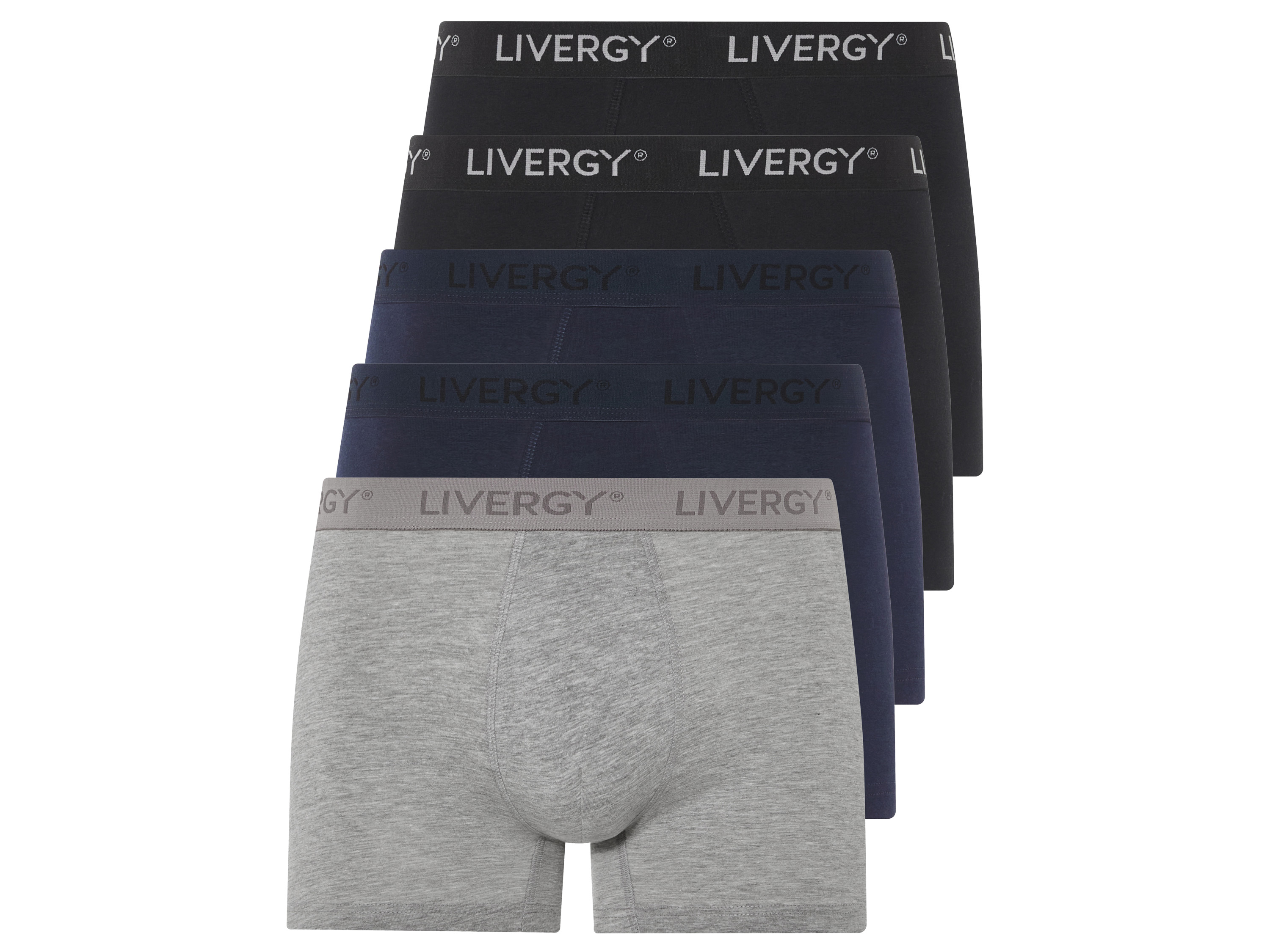 LIVERGY® Bokserki męskie z bawełny, 5 par (Czarny/ granatowy/ szary, 8/XXL)