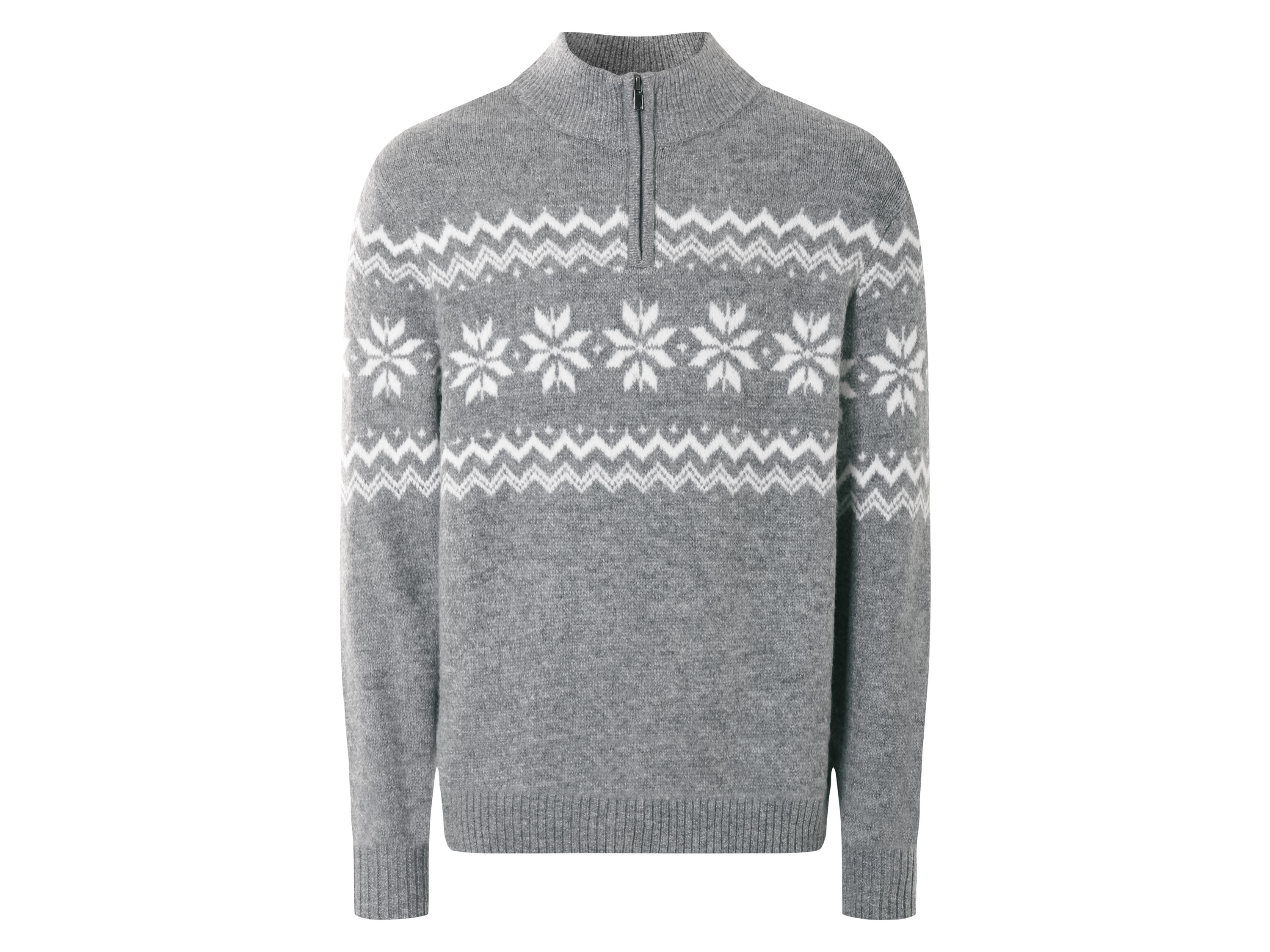 LIVERGY® Sweter dzianinowy męski (M (48/50), Szary/ biały)