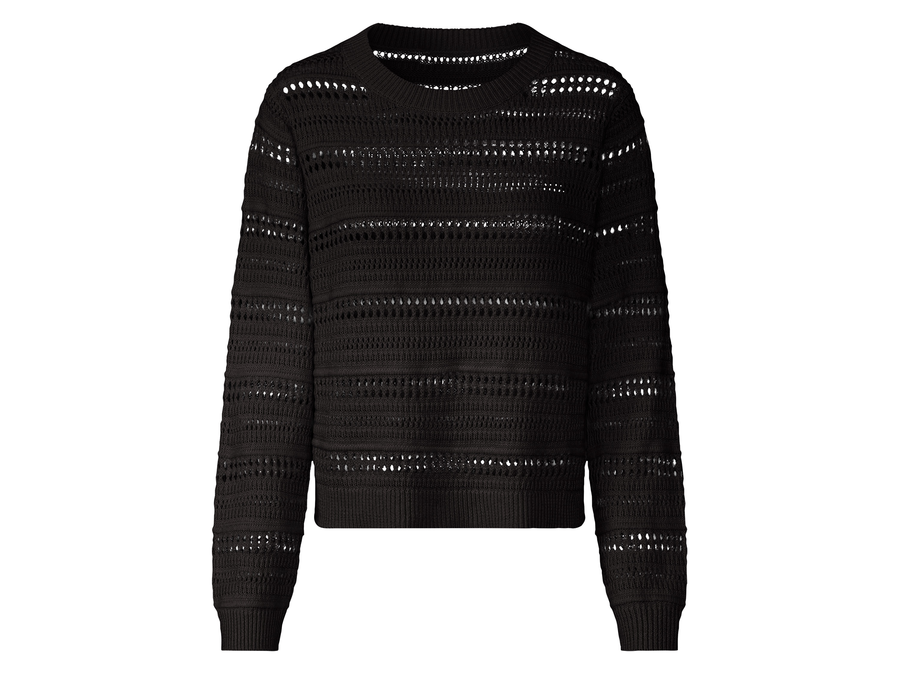 esmara® Sweter ażurowy damski (Czarny, S (36-38))