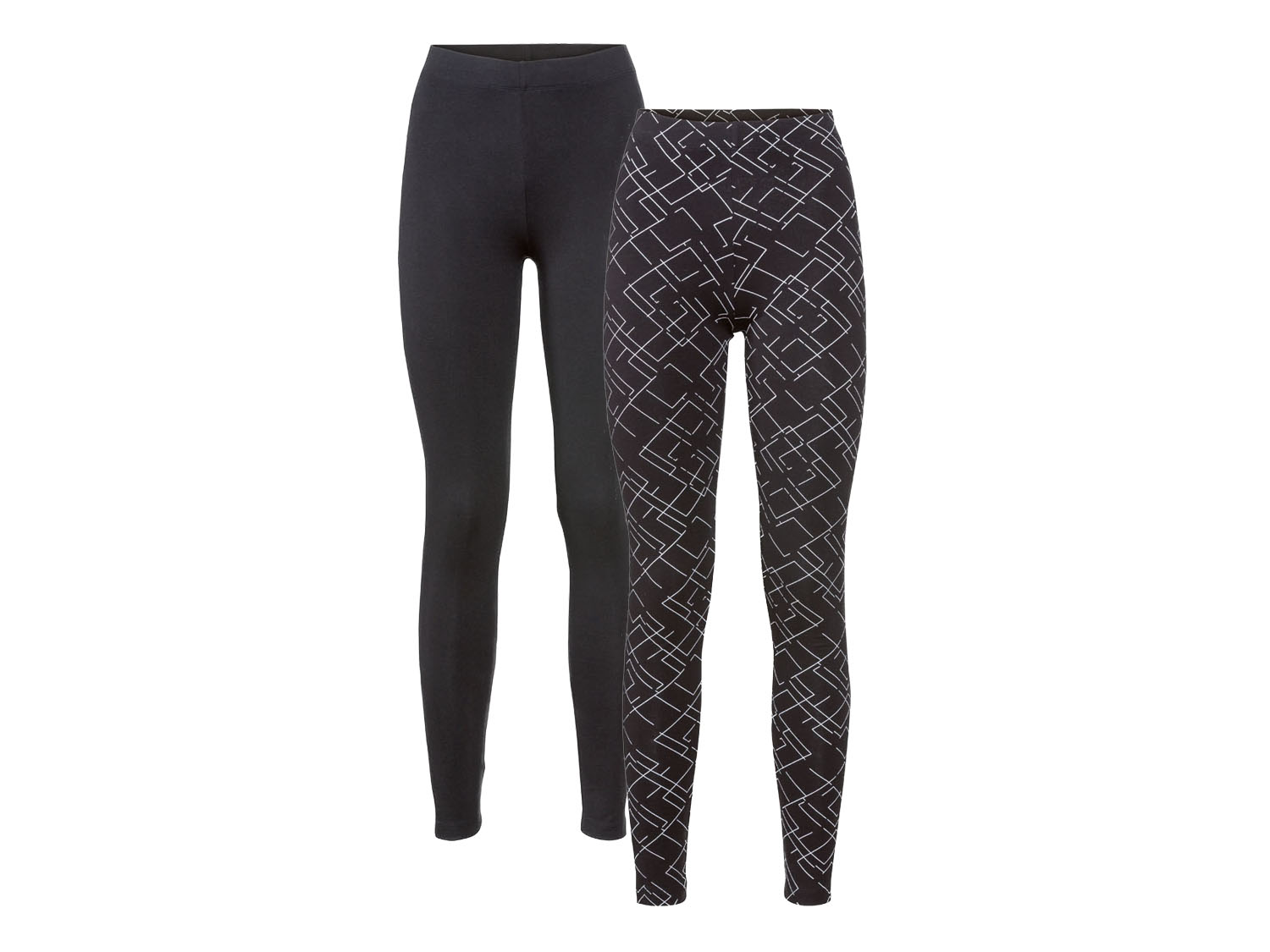 esmara® Legginsy damskie z bawełną, 2 pary (XS (32/34), Wzorzysty/czarny)