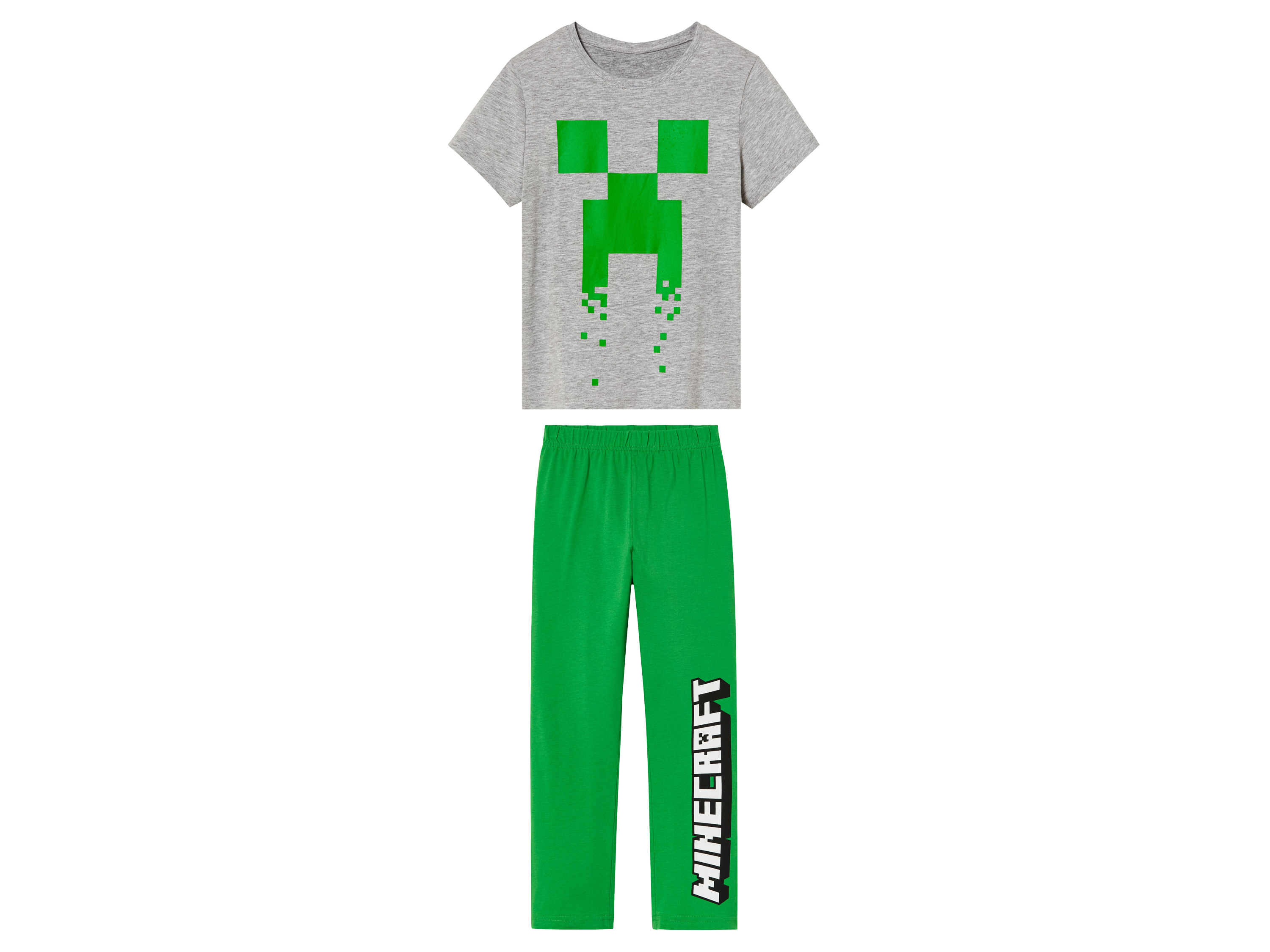 Minecraft Piżama dziecięca z nadrukiem Minecraft (t-shirt + spodnie) (110/116, Szary)