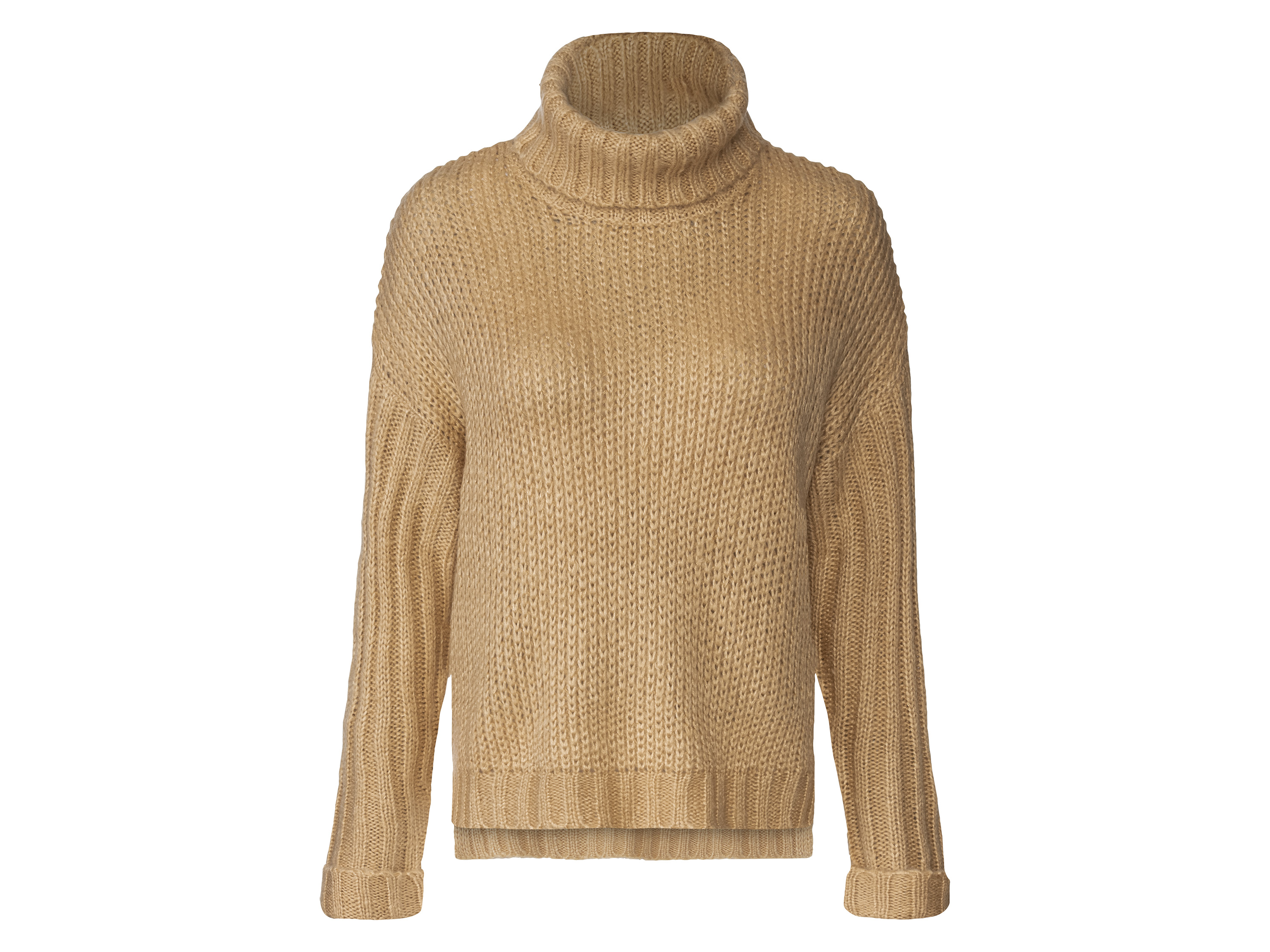 esmara® Sweter damski z golfem (Beżowy, L (44-46))