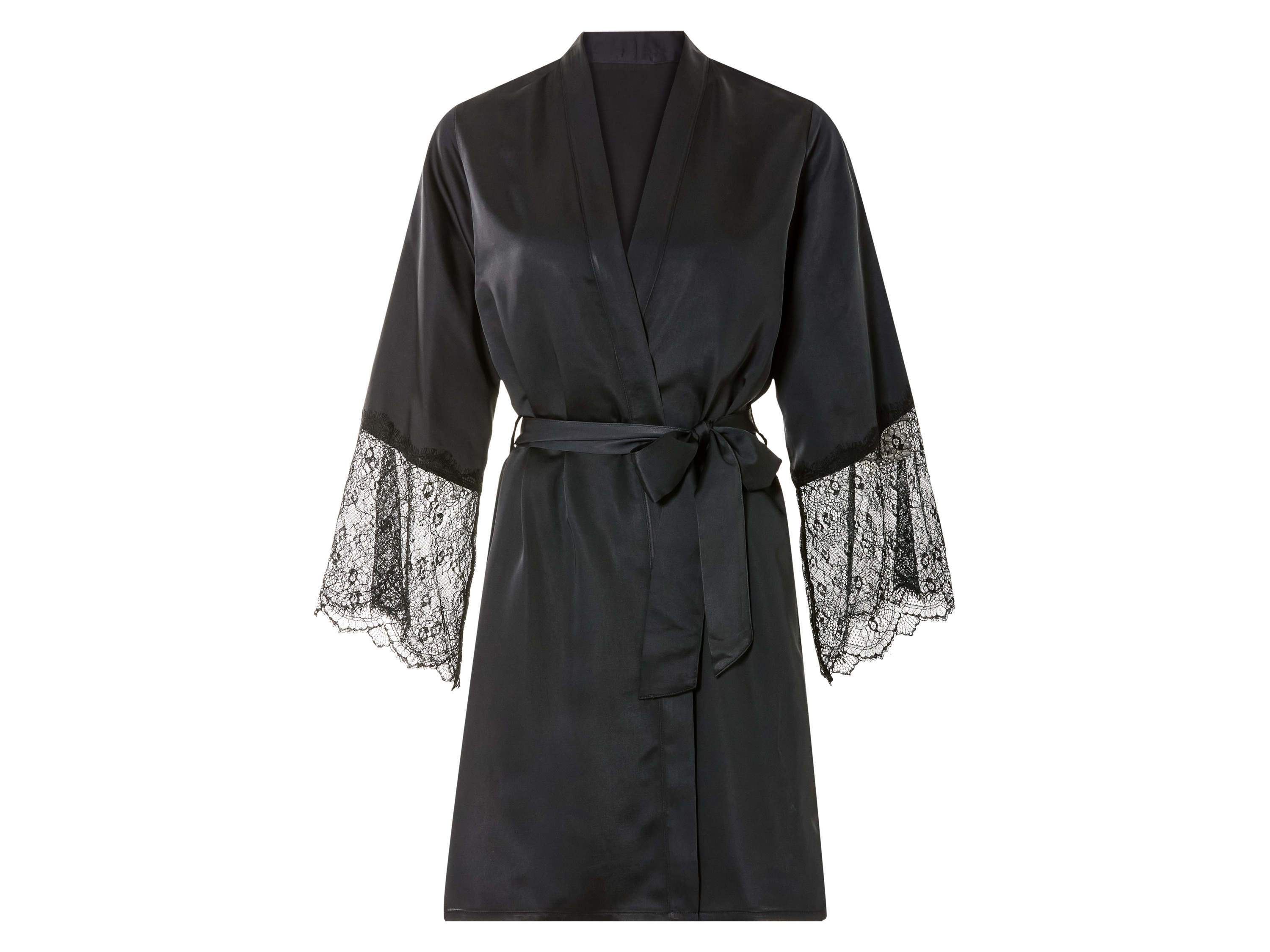 esmara® Satynowe kimono damskie (Czarny, L (44/46))