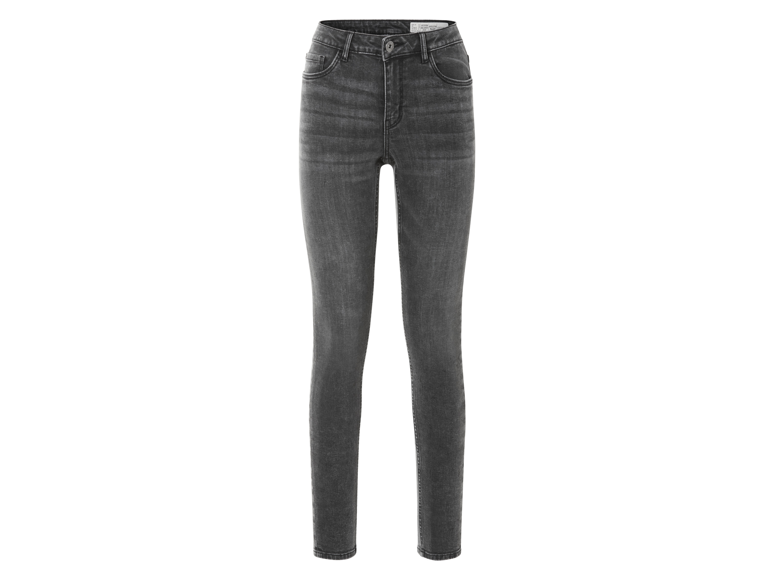 esmara® Jeansy damskie z bawełną, Super Skinny Fit (40 (długa długość), Jasnoszary)