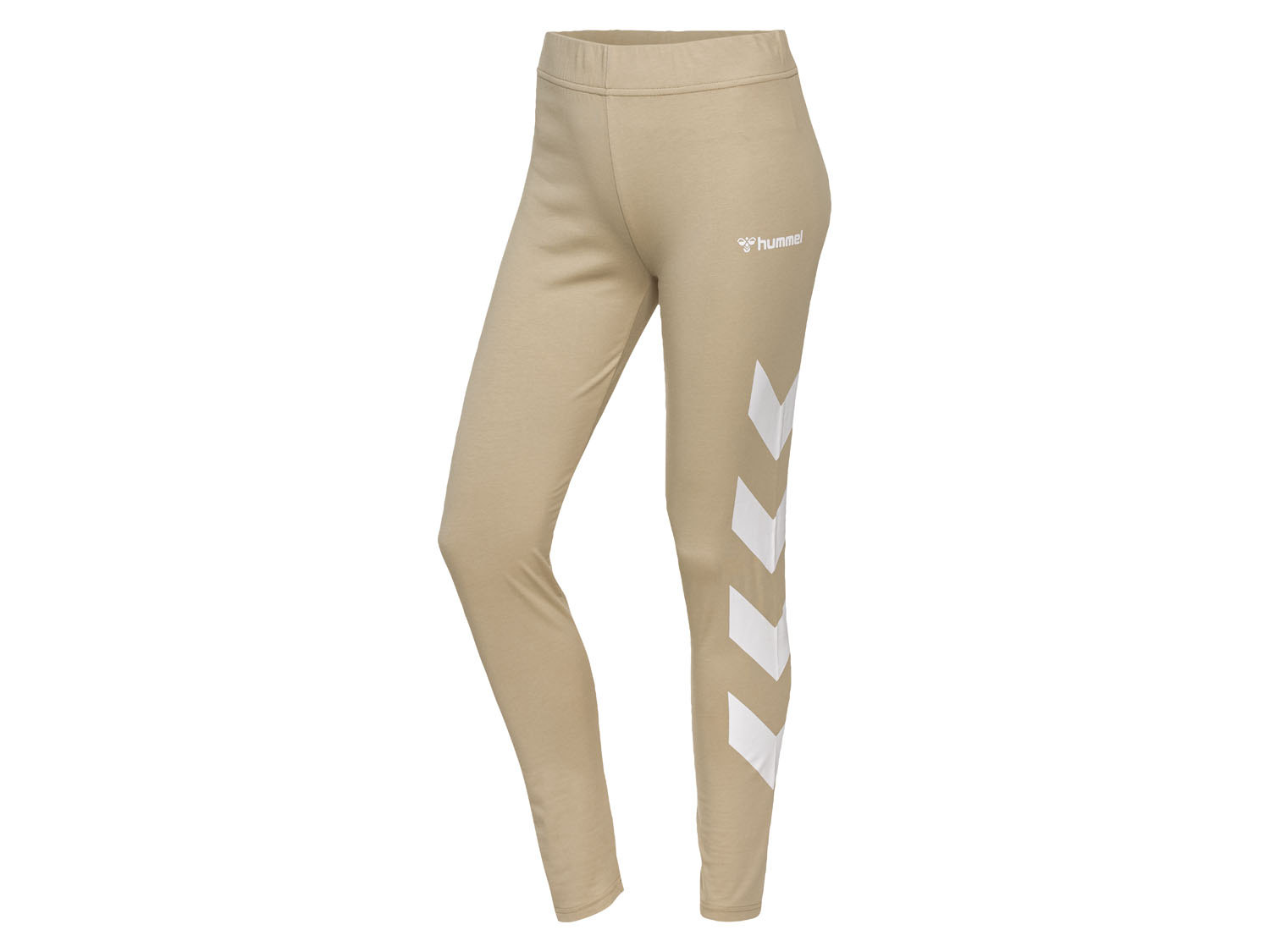 Hummel Legginsy damskie z logo, z bawełną (Khaki, S)