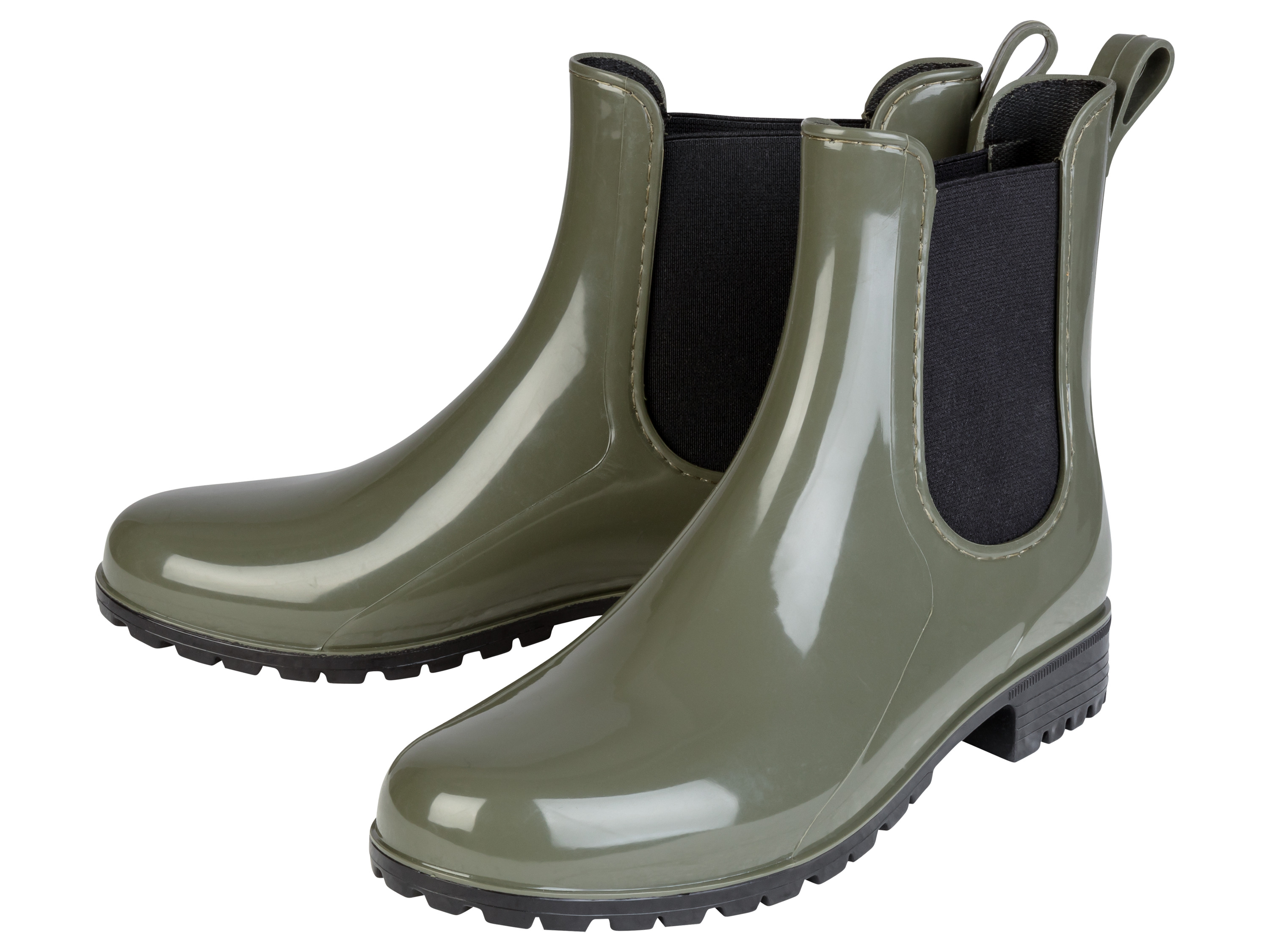 esmara® Kalosze damskie przeciwdeszczowe w stylu Chelsea-Boot (39, Zielony/czarny)