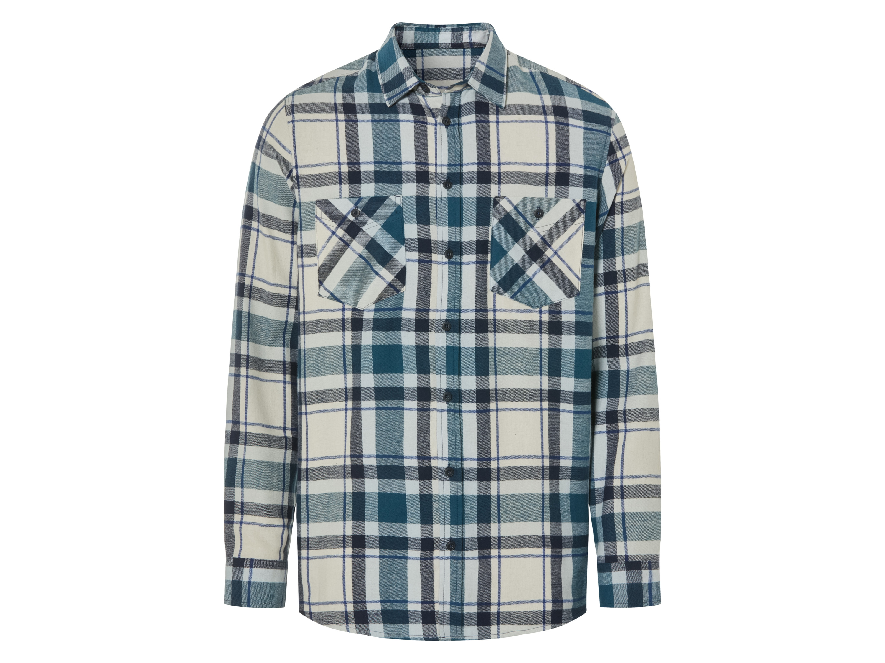 LIVERGY® Koszula męska flanelowa casual (L (41/42), Kratka/biały/niebieski)