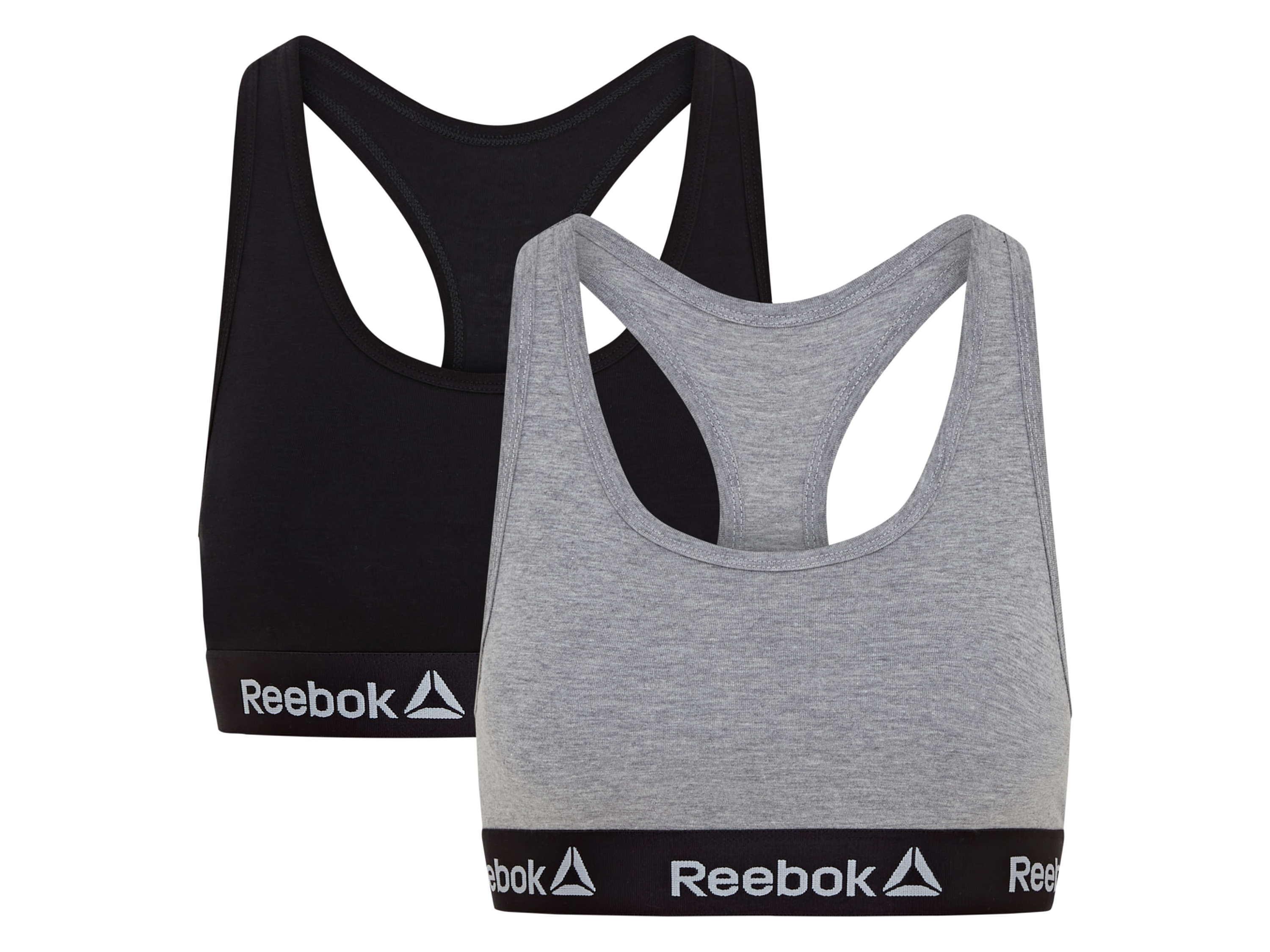 Reebok Biustonosz sportowy damski, 2 sztuki (M, Czarny/ szary)