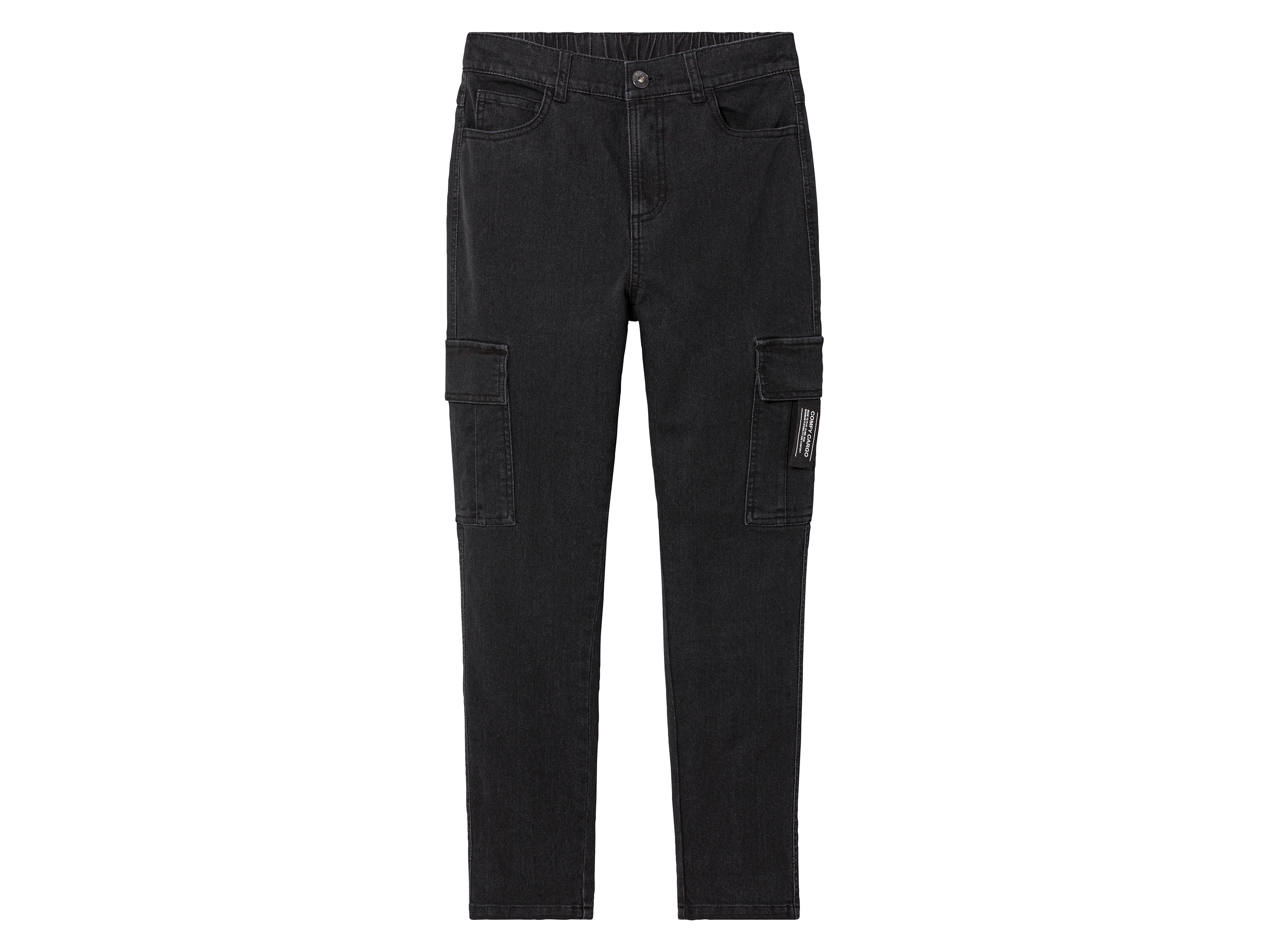 pepperts!® Jeansy chłopięce cargo, slim fit (158, Czarny)