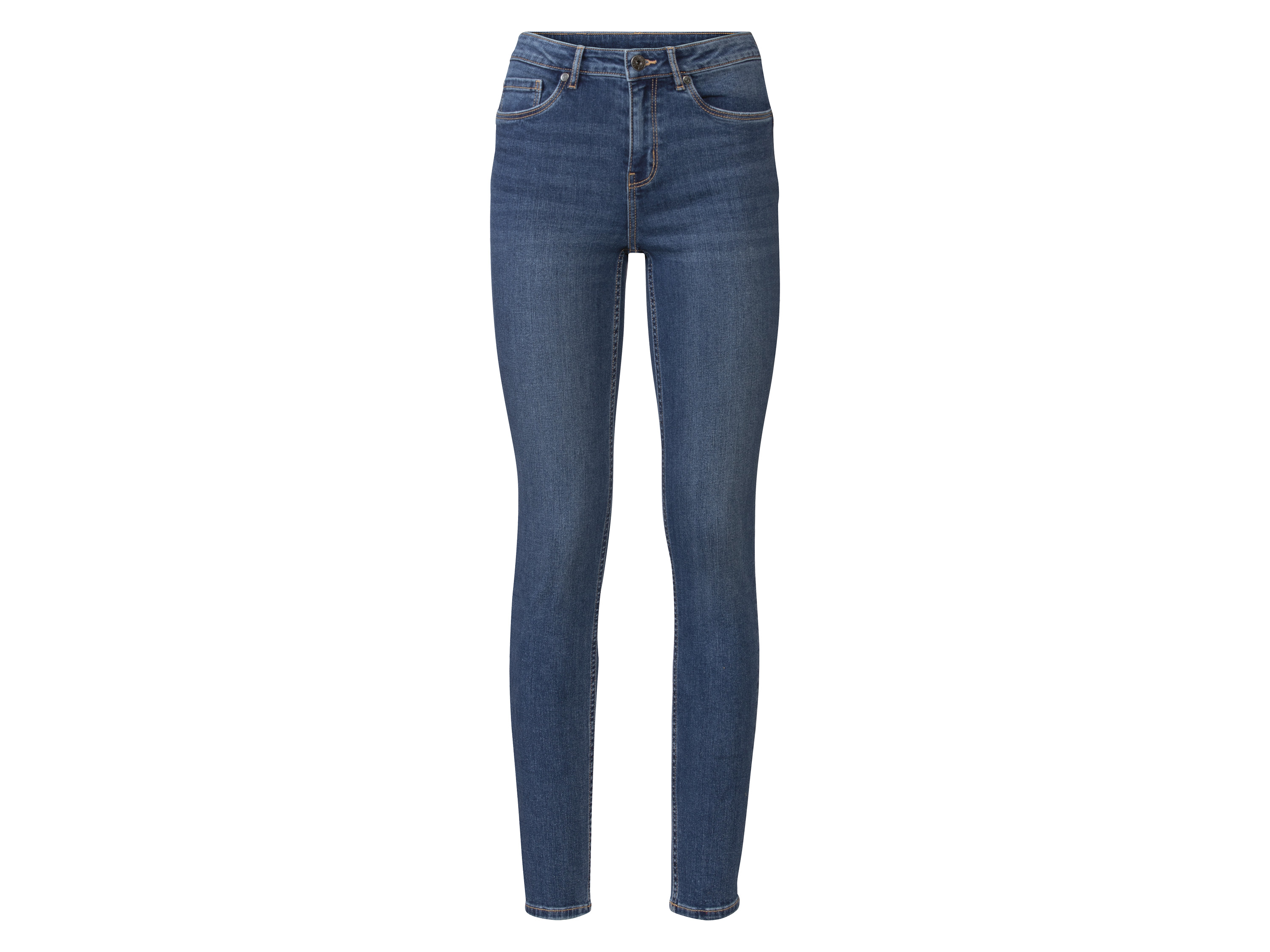 esmara® Jeansy damskie, super skinny fit, z efektem po-push-up (34, Niebieski)